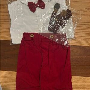 Kids Red and White Matching Set with Bow Tie